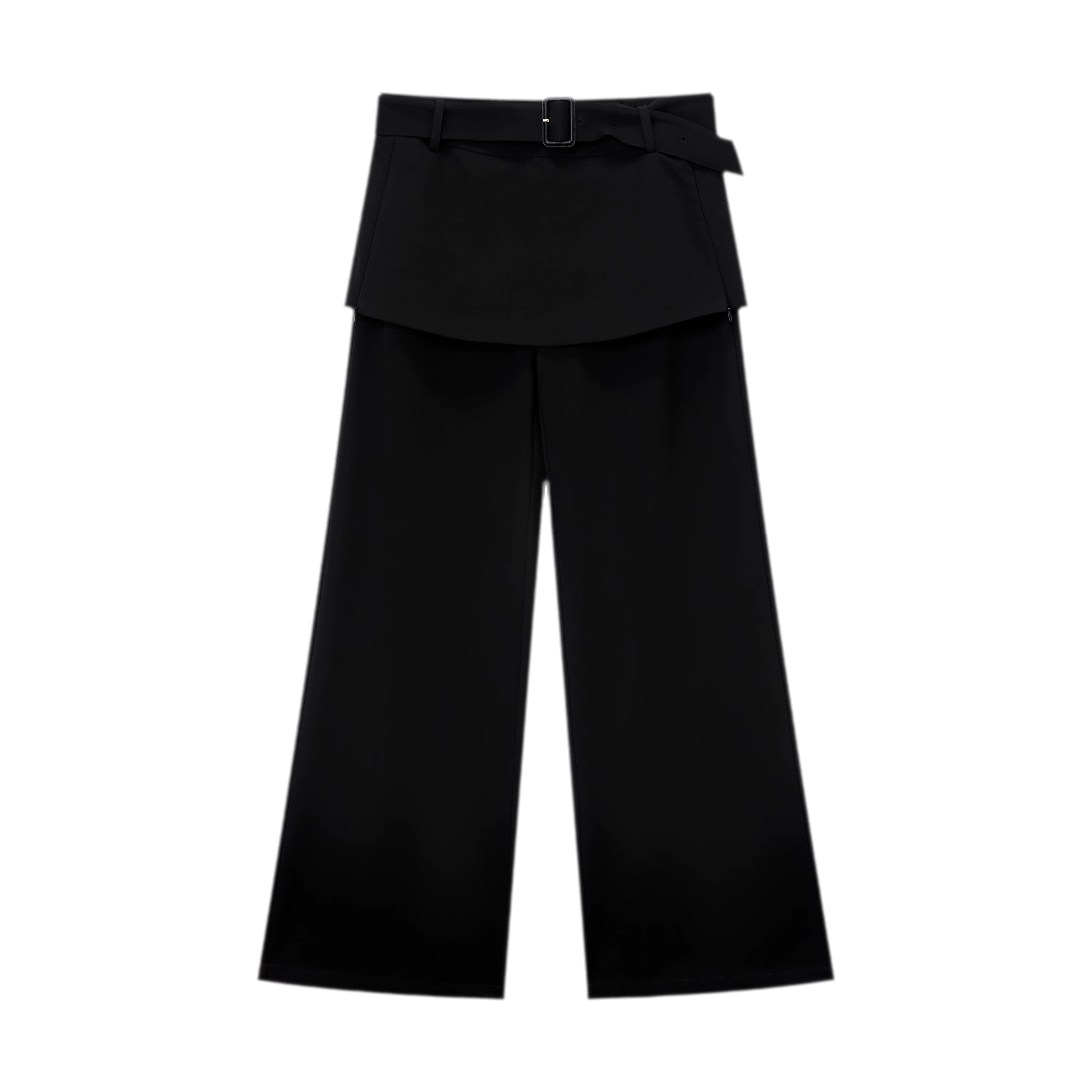 Structured Faux-Layer Wide-Leg Trousers