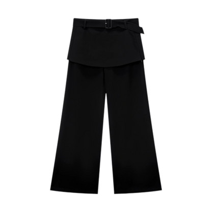 Structured Faux-Layer Wide-Leg Trousers