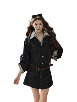 Navy Blue Dress + Belt / S