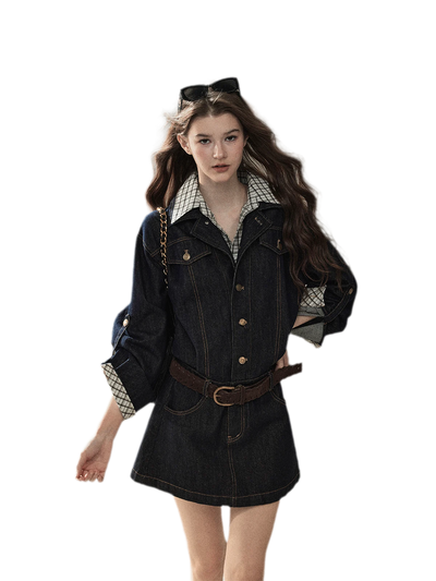 Navy Blue Dress + Belt / S