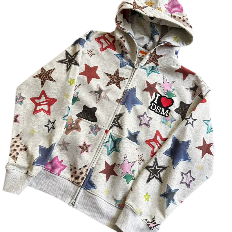 Star Print Loose Fit Hoodie