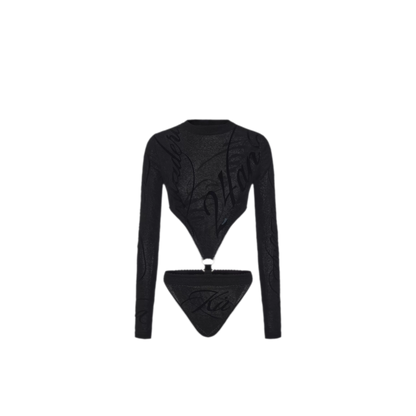 Flocked Cutout Fitted Bodysuit