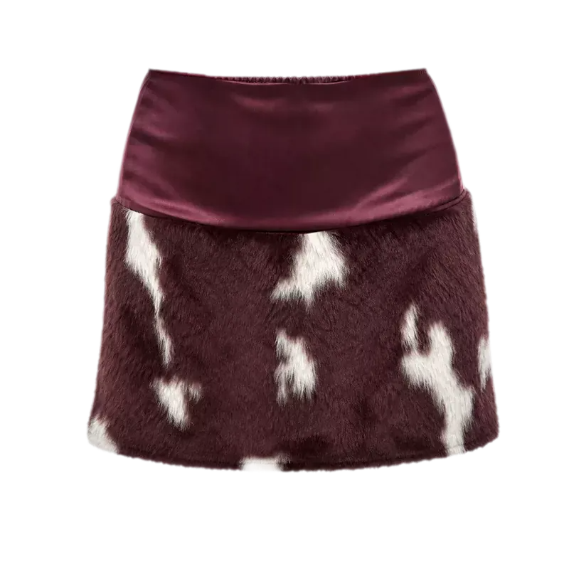 Fuzzy Mottled Low-Rise Mini Skirt