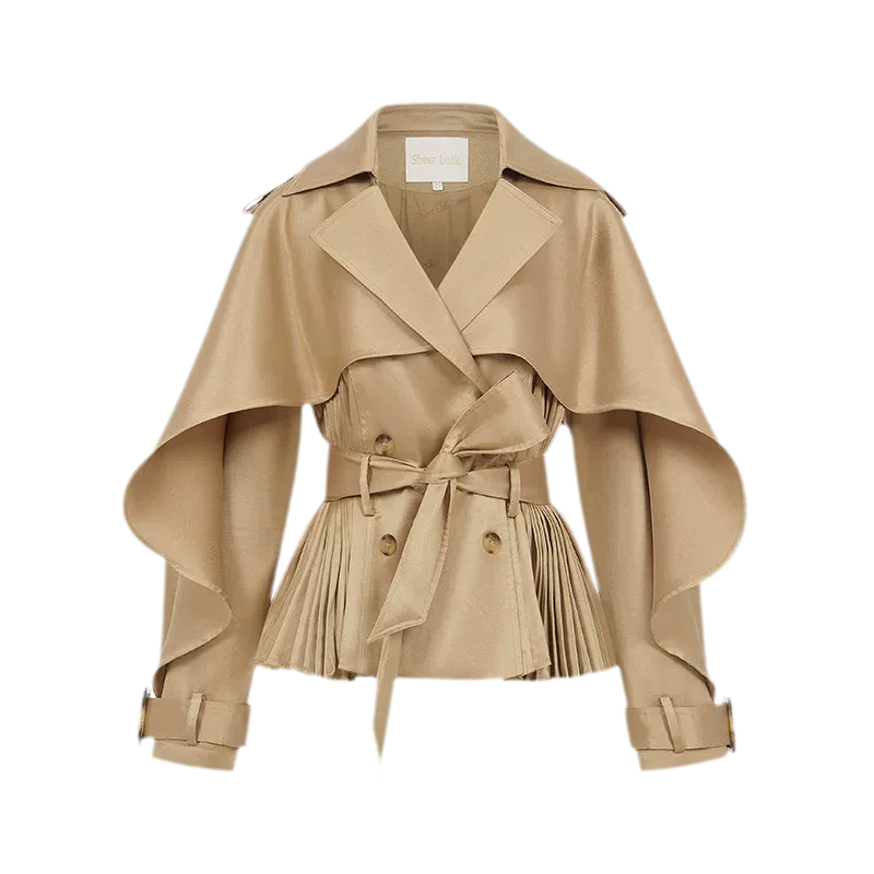 Glossy Cape Short Trench Coat