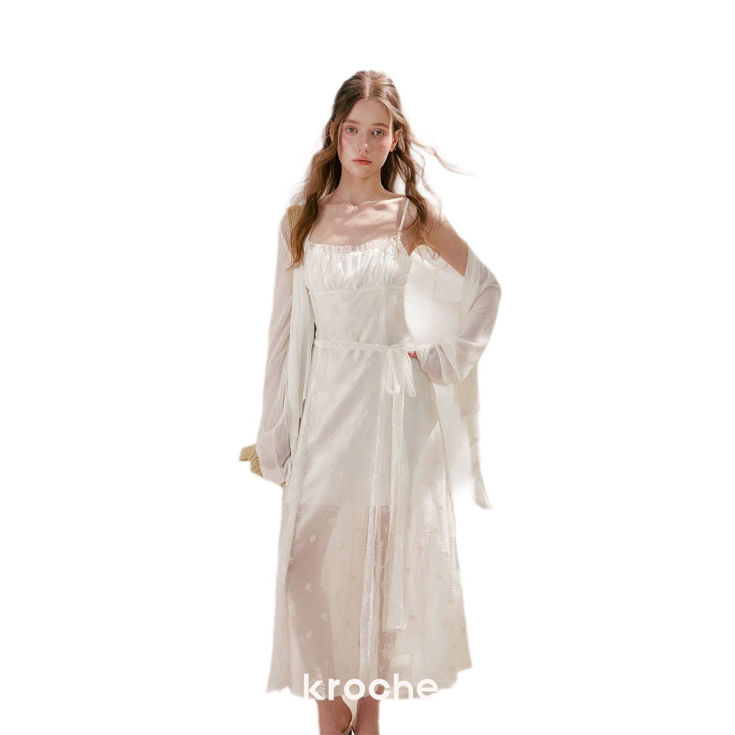 French Embroidered A-line Dress
