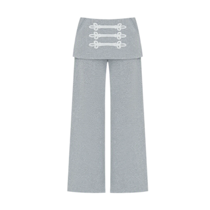 Gestrickte Hose mit Lagenoptik und geradem Bein