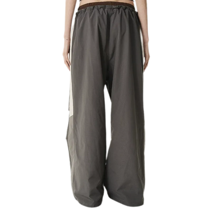 Pleated Contrast Wide-Leg Pants