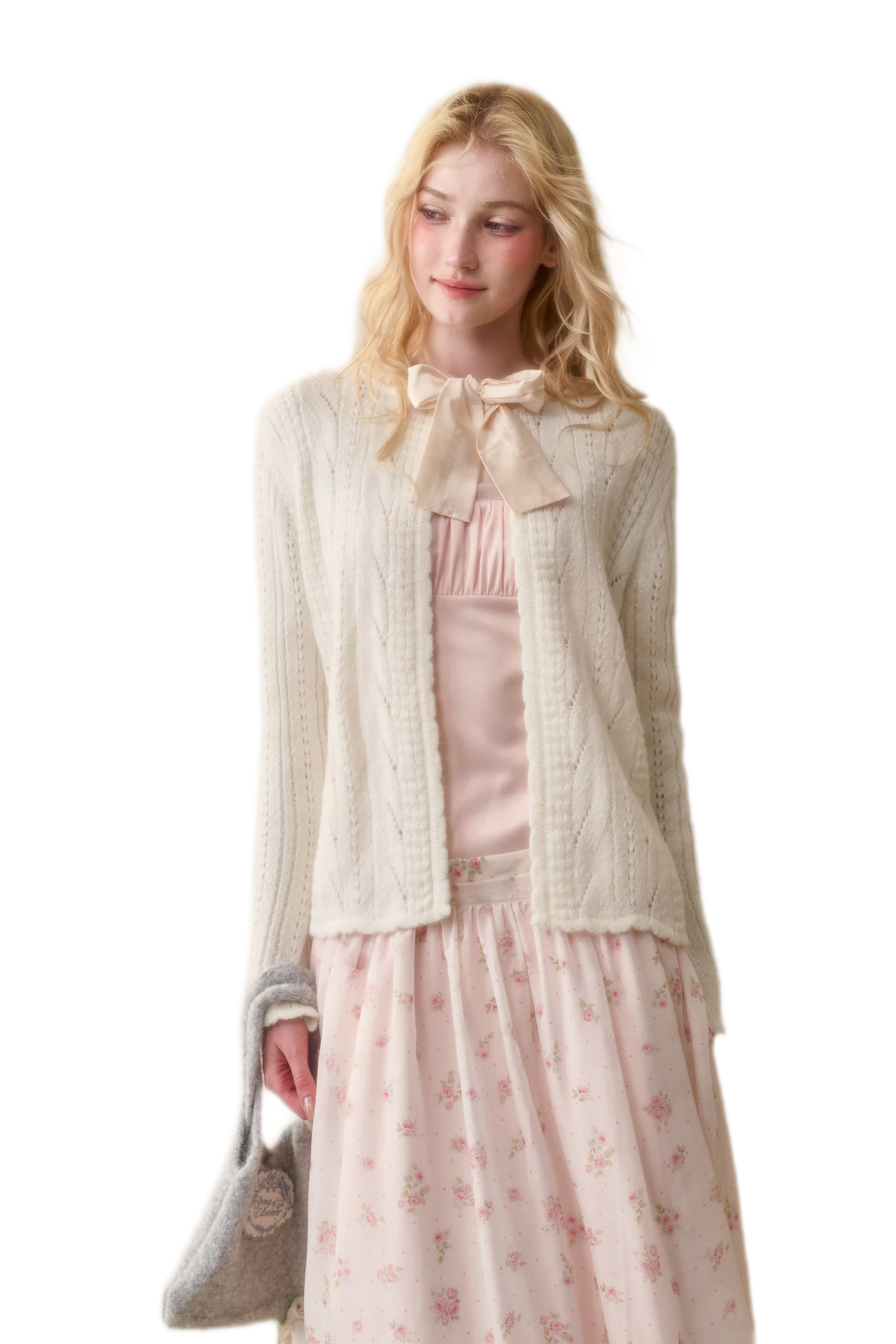 Soft Wool Ribbon Cardigan