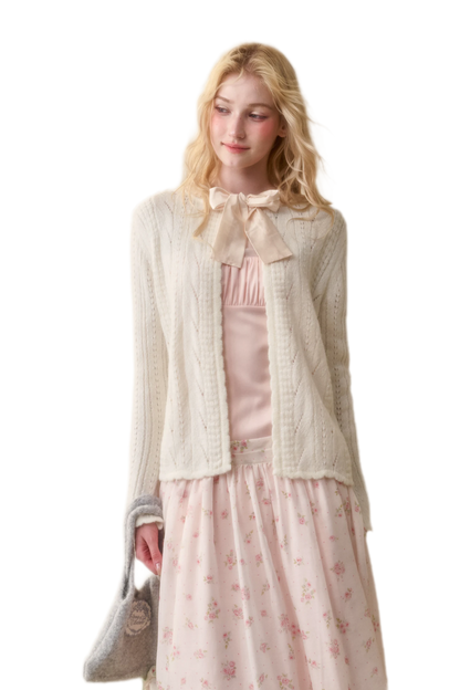 Soft Wool Ribbon Cardigan