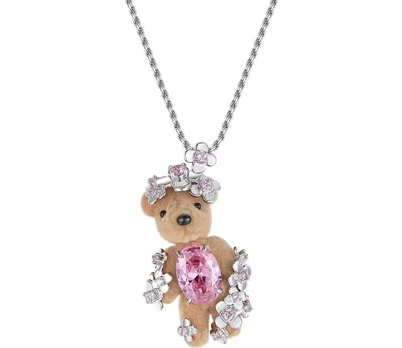 Resin Teddy Bear Pendant Necklace