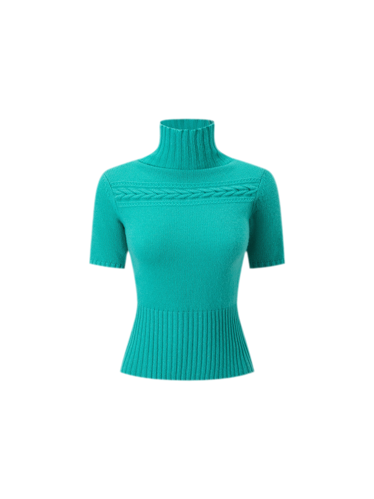 Jersey de cuello alto corto de punto trenzado 100% lana
