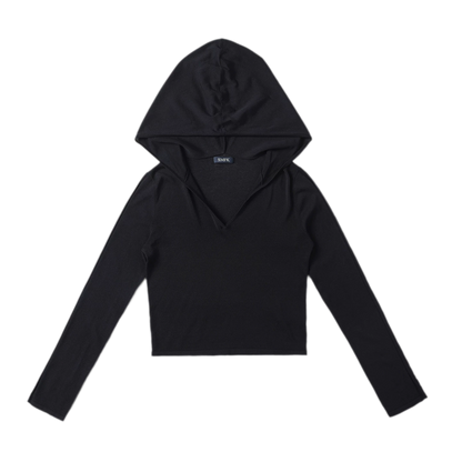 Cotton Acetate Fitted Hooded Top