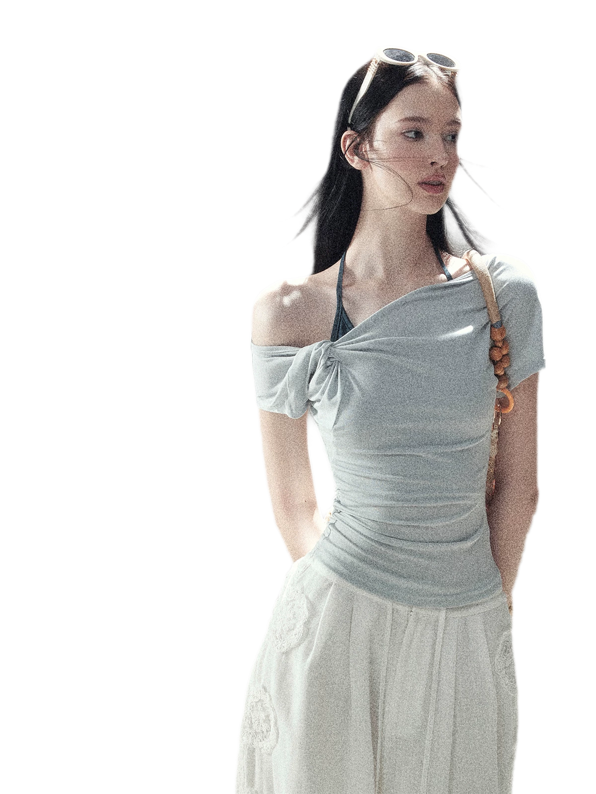 Asymmetric Twist Off-Shoulder Tee