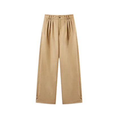 Matte Pleated Wide-Leg Trousers