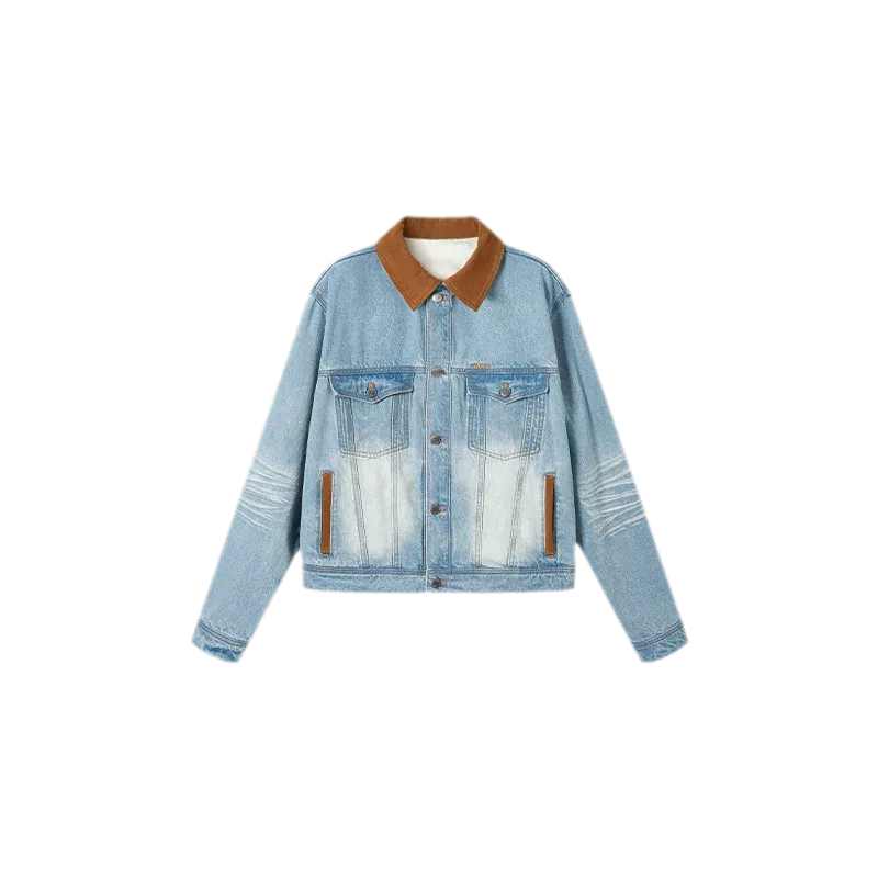 Enzyme Washed Suede-Panel Jacket