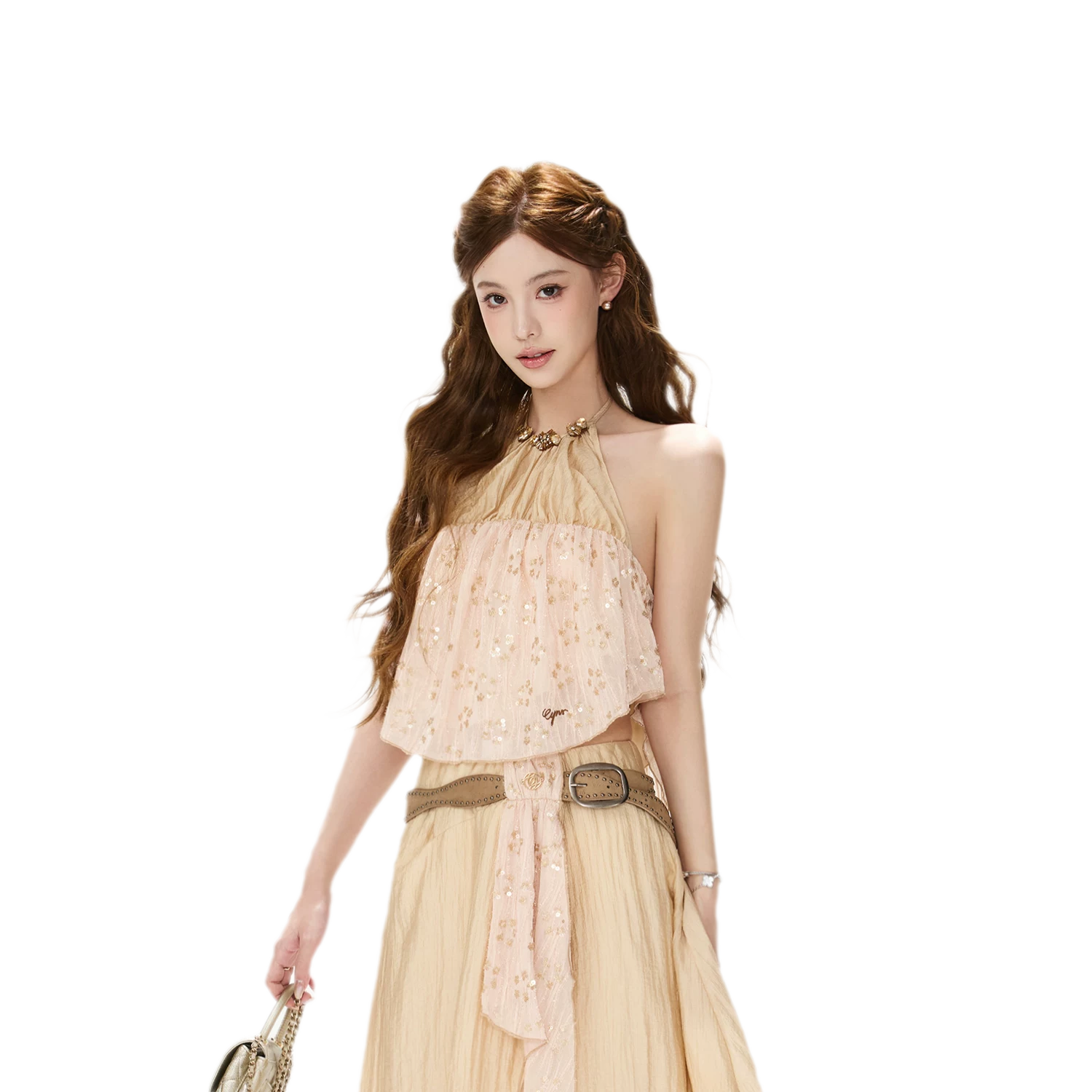 CYNR Beaded Halter Pleated Set – view 18