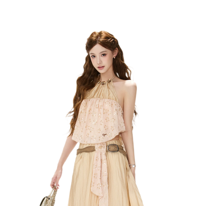 CYNR Beaded Halter Pleated Set – view 18