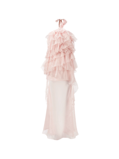 Kleid mit Lagen und Volantbesatz in Fischschwanz-Silhouette