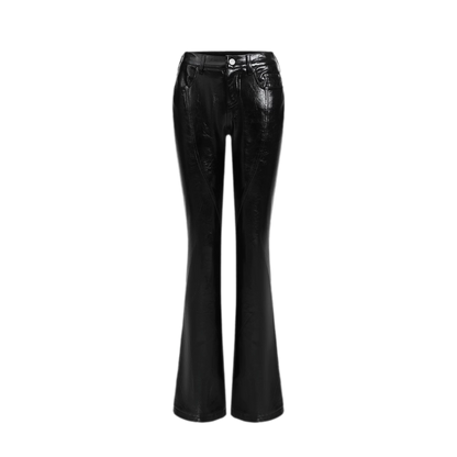 Black PU Flared Pants