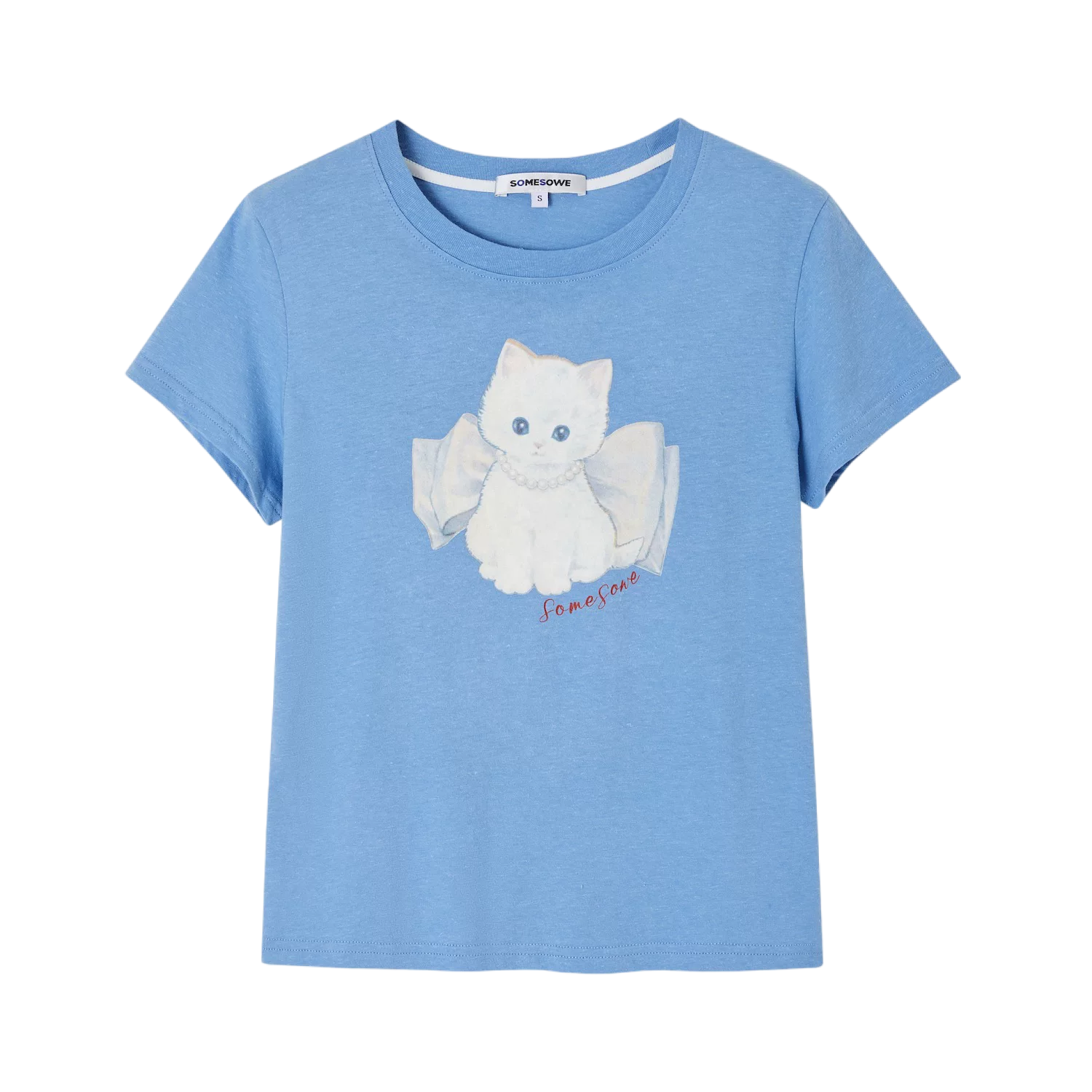 Bow Knot Kitten Short Sleeve T-shirt