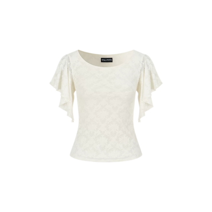 Lace Textured Flutter Tee