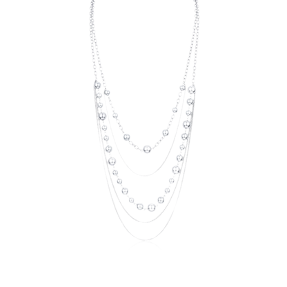 Silver Pearl Layered Necklace