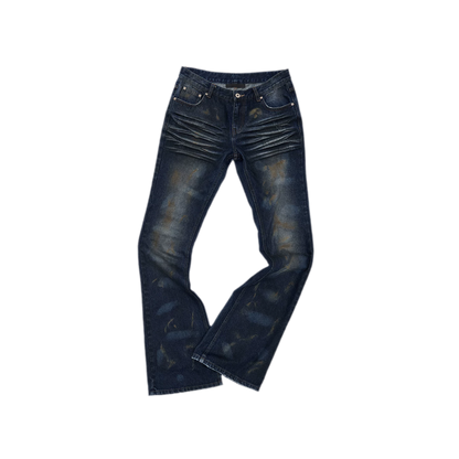 Rust-Dyed Flared Leg Jeans