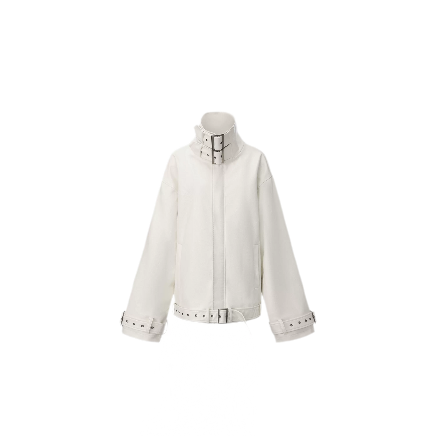Synthetic Leather Stand-Collar Jacket