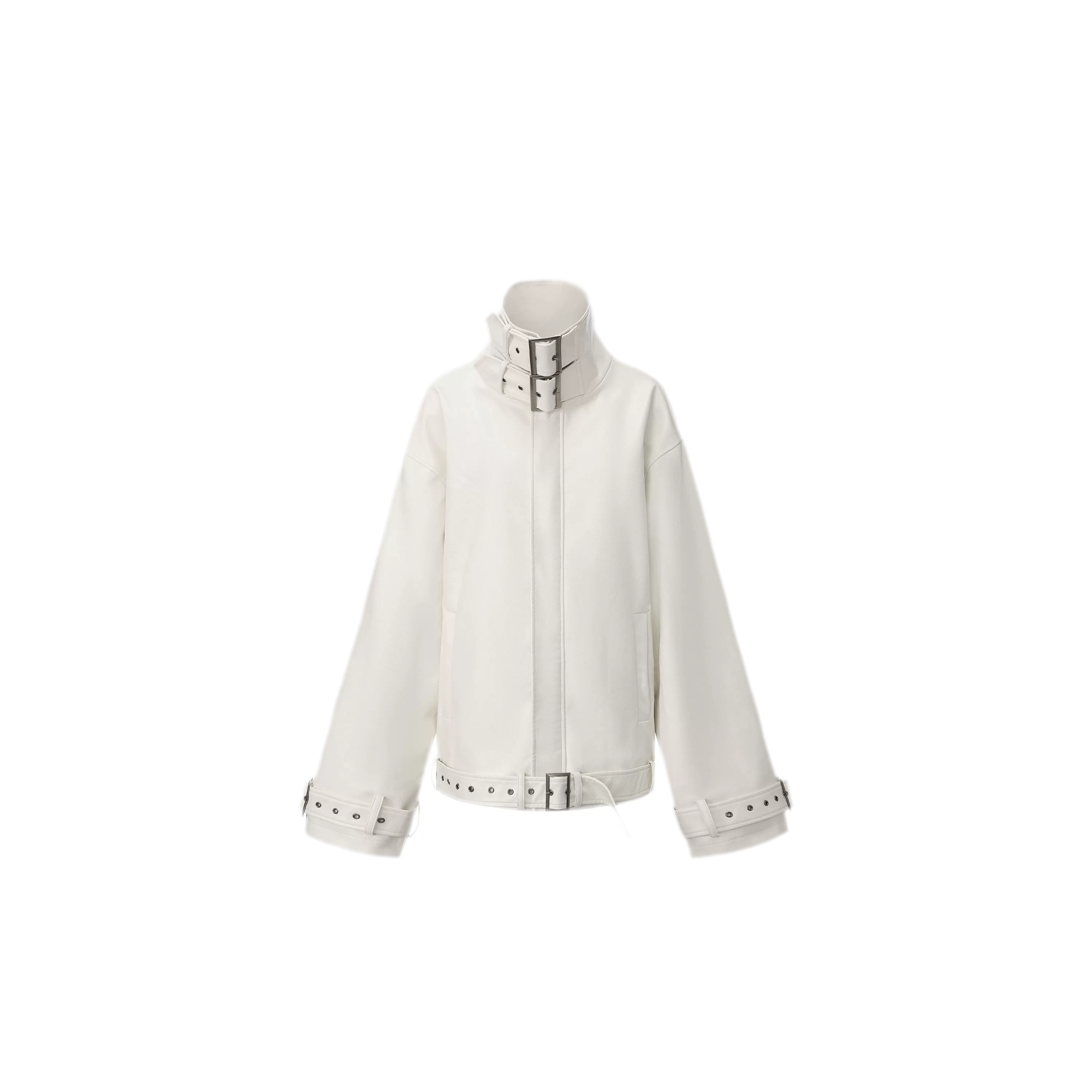 Synthetic Leather Stand-Collar Jacket