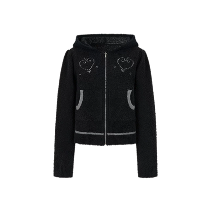 Veste en maille courte à cœur contrastant