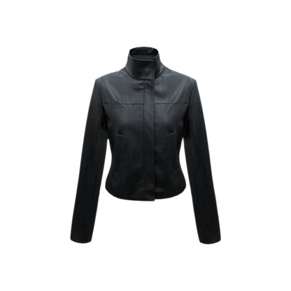 Faux Leather Slim Short Jacket