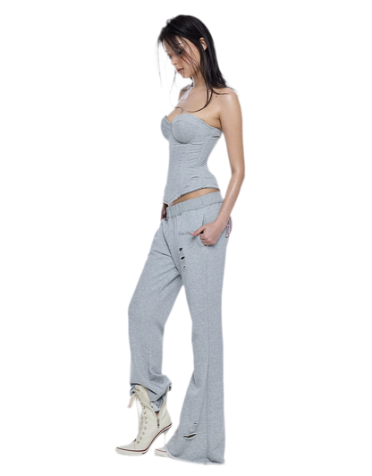 Distressed Flared Sweatpants