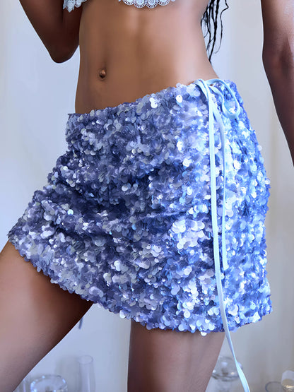 Hand-Sequined Mermaid Mini Skirt