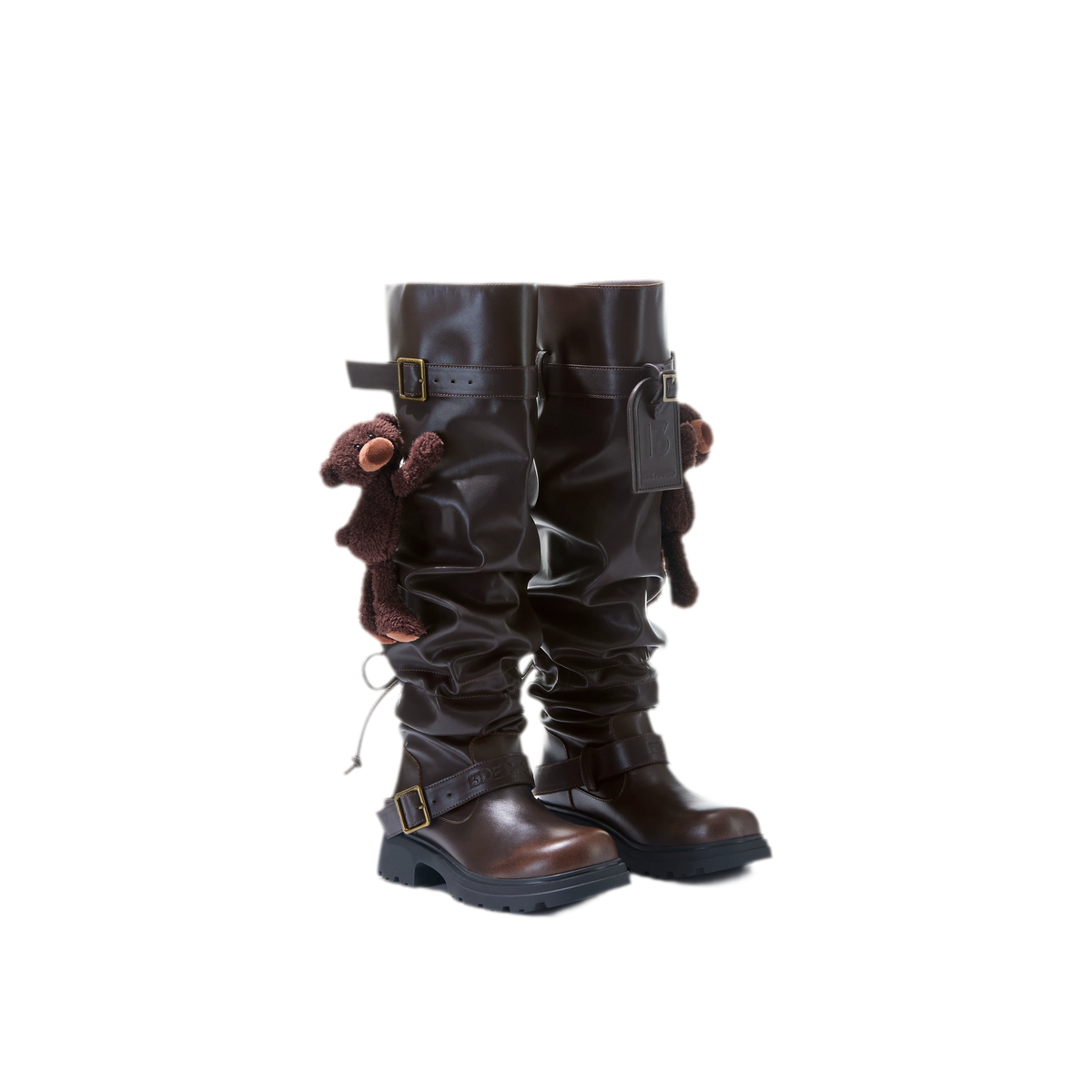 Schlaffe knielange Lederstiefel