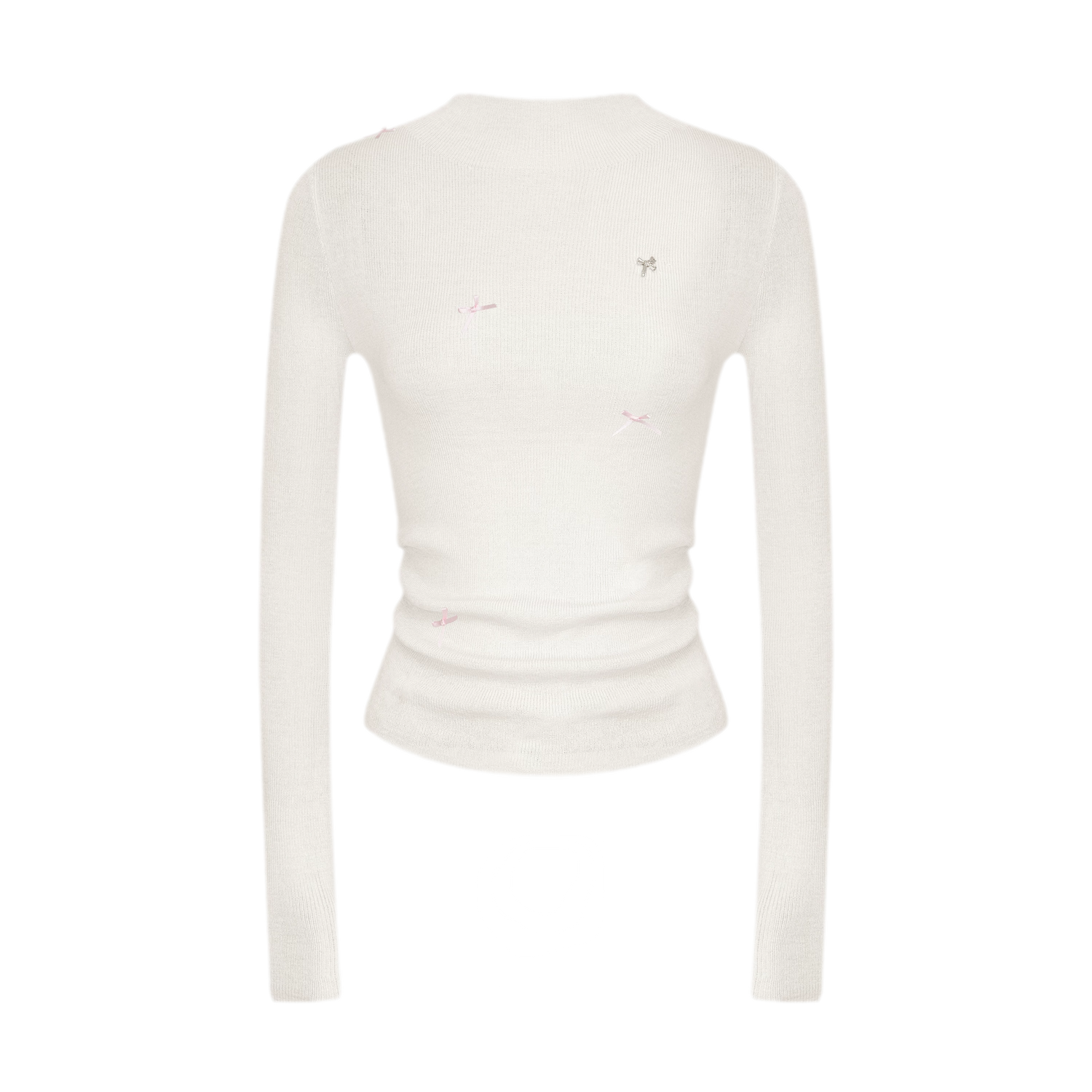 Fine Wool Ruched Bow Top