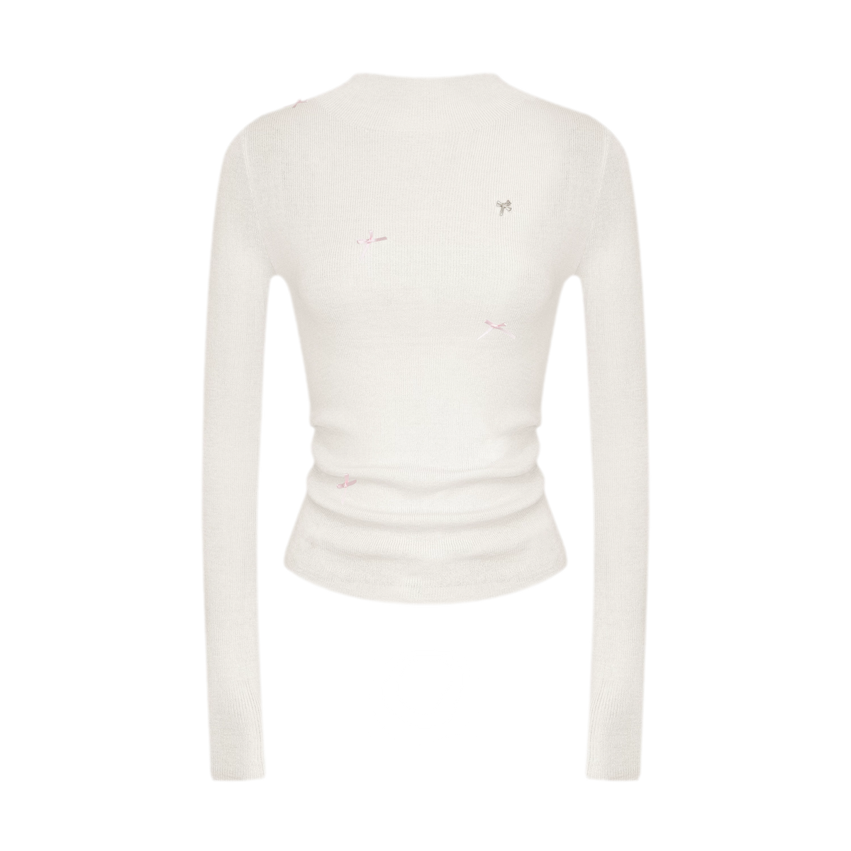Fine Wool Ruched Bow Top