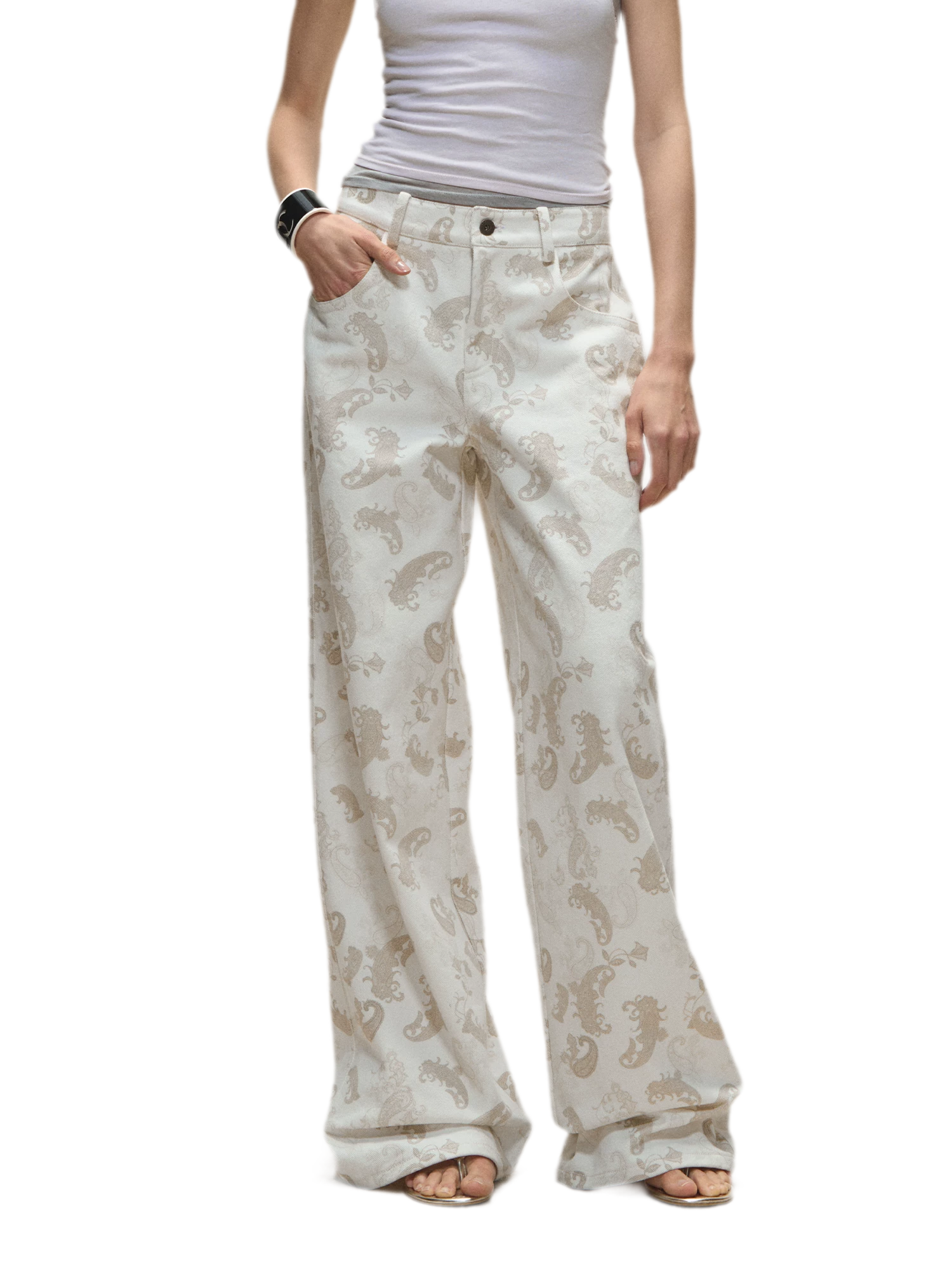 Original Paisley Print Washed Straight-Leg Jeans