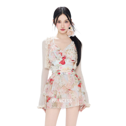 Floral Ruffle Swim Dress