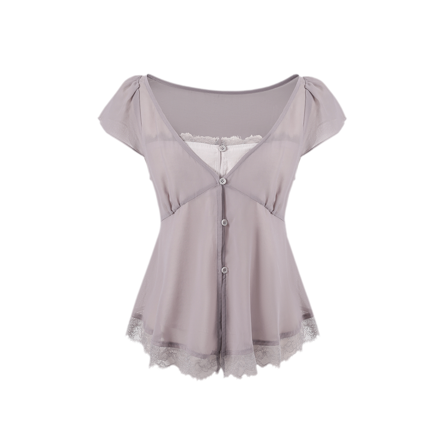 Lace Trim V-Neck T-Shirt
