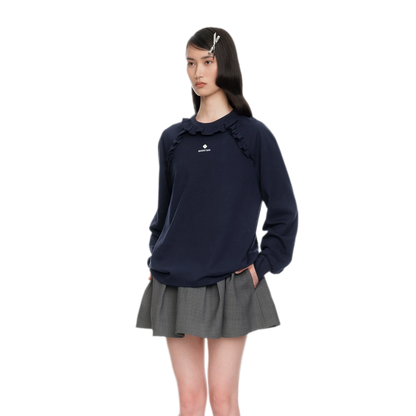 Ruffled Relaxed Cotton Long-Sleeve Tee