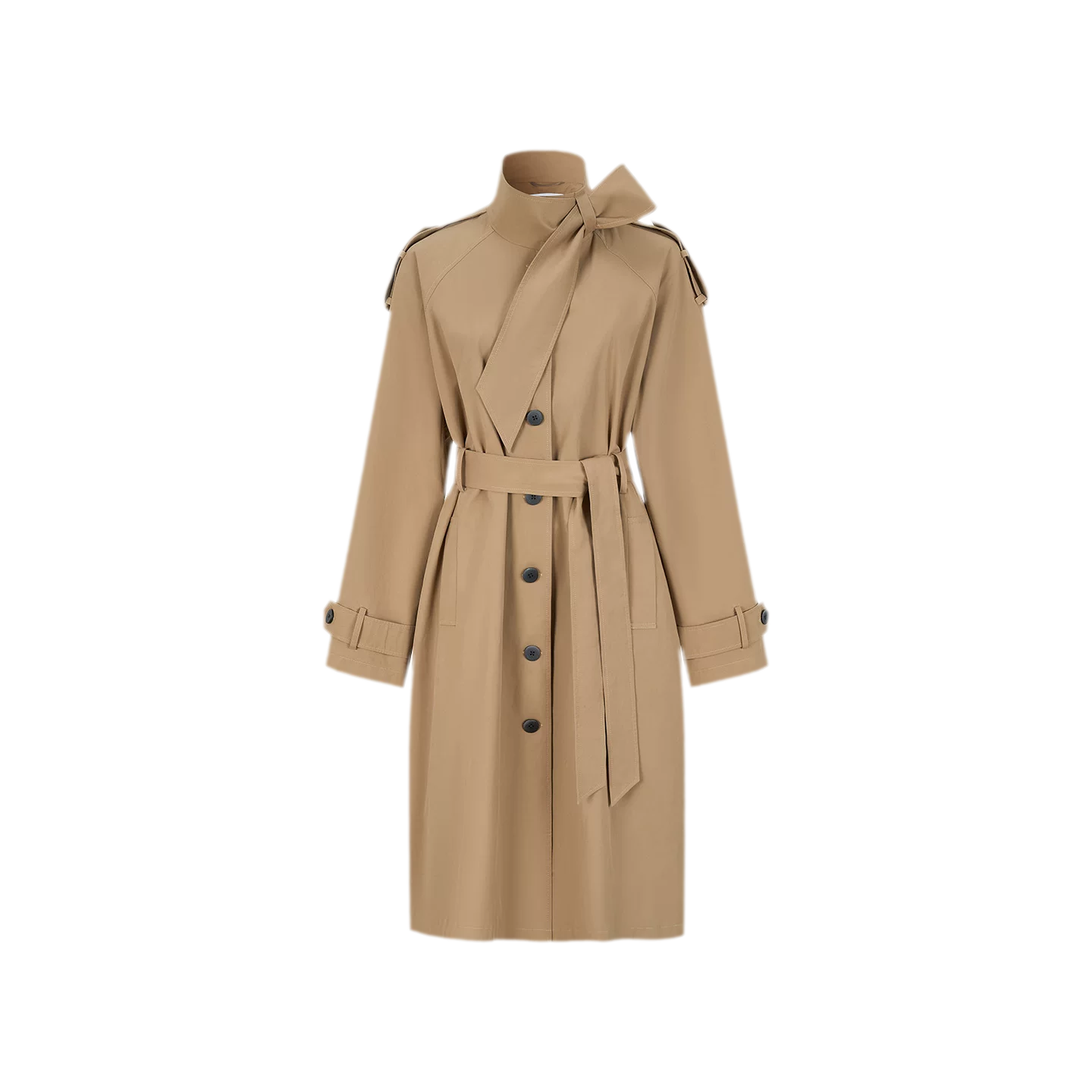 Sandwashed Tie-Waist Trench Coat