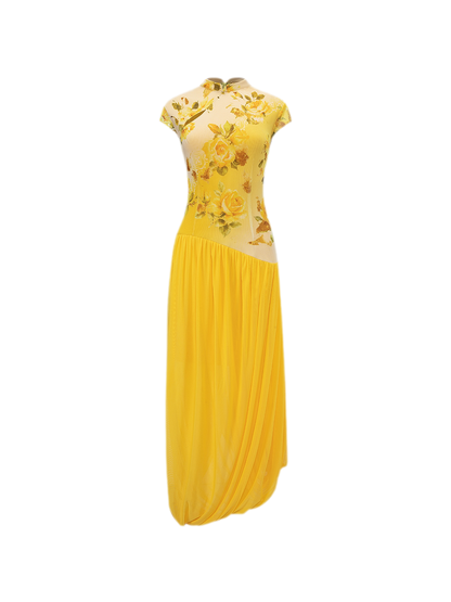 Rose Print Modern Qipao Dress