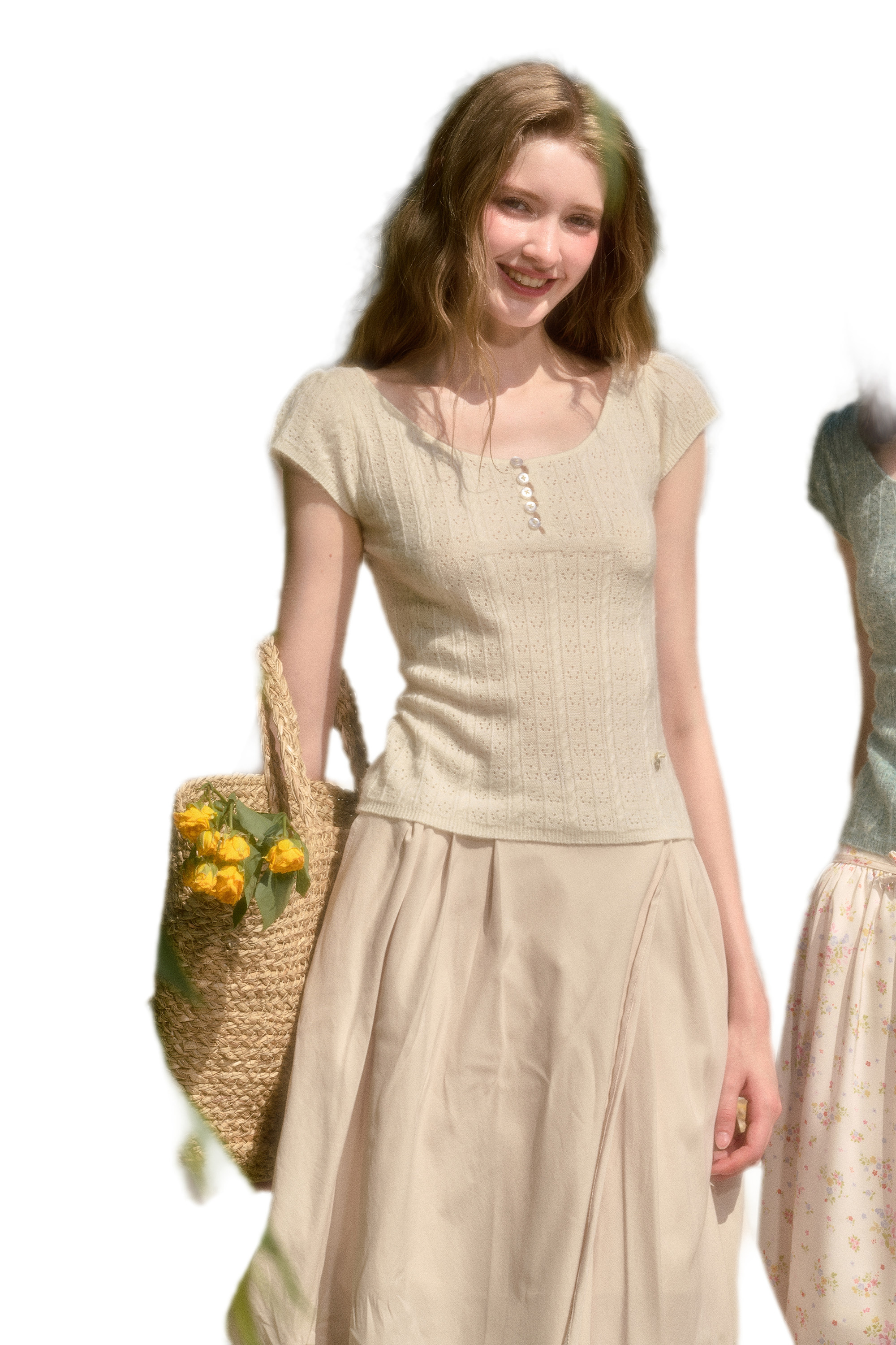 Soft Wool Fitted Short-Sleeve Top