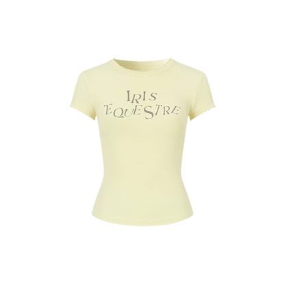 Tencel-Cotton Letter Print Slim T-Shirt