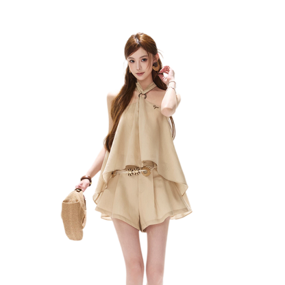 Halter Pleat Skort Set