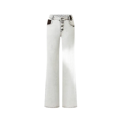 Washed Contrast Straight Jeans