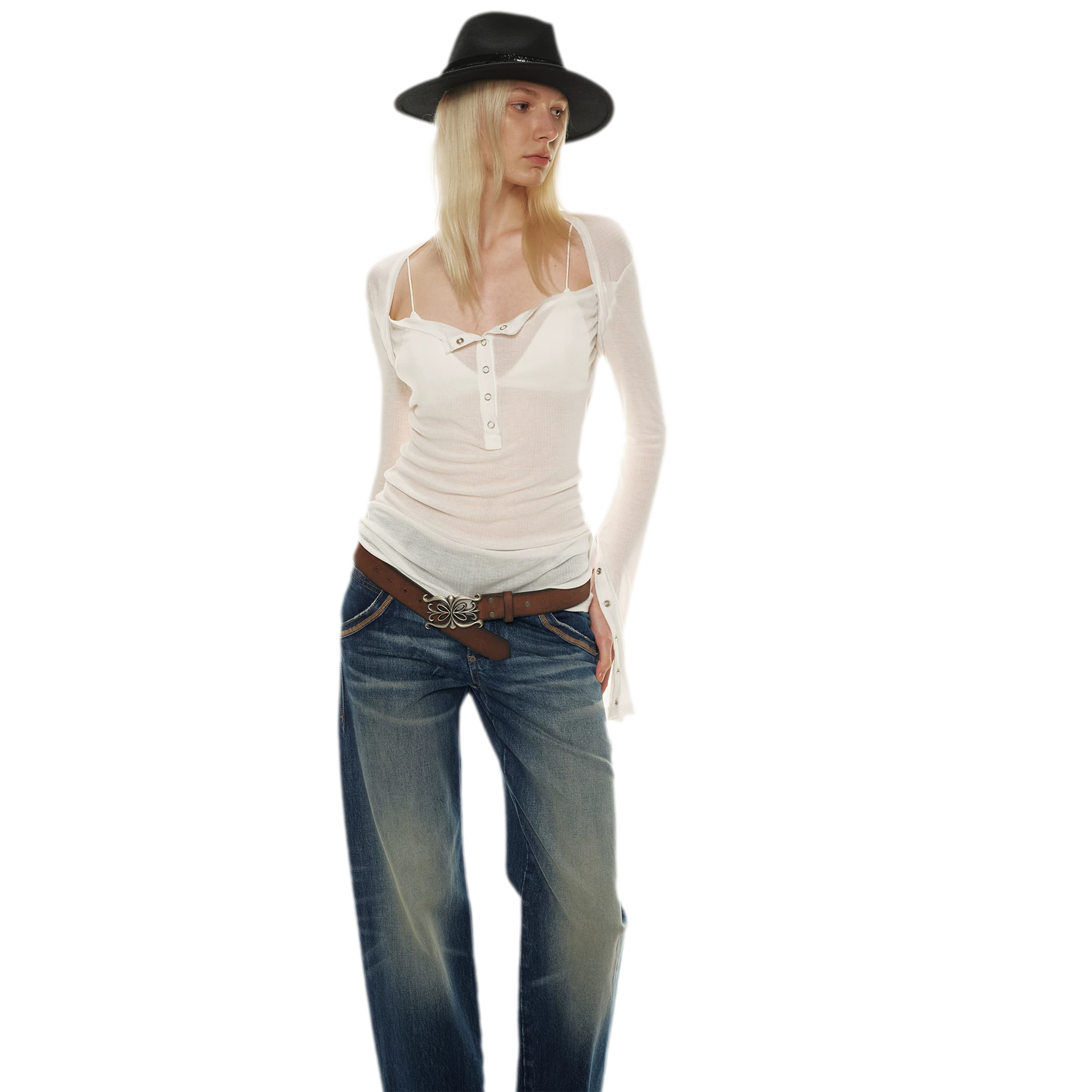Tencel Wool Semi-Sheer Textured Top