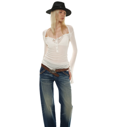 Tencel Wool Semi-Sheer Textured Top