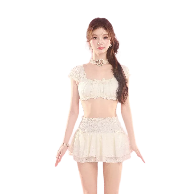 Lace Trim Swim Set