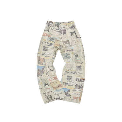 Pantalon en toile imprimé à jambes larges